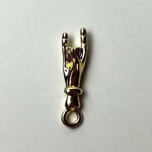 Vintage Index Pinky Hand Symbol Pendant Ward Off Evil Small Charm Gold Tone Love